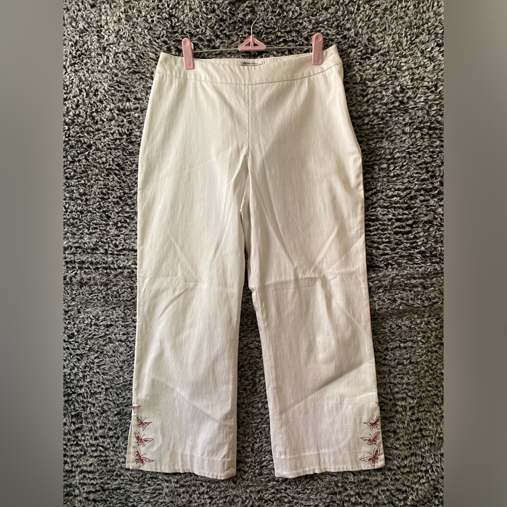 VintagePendleton Women's Sz 6 Cotton Stretch Crop Capri Pants Light Solid White